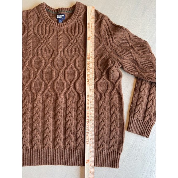 Lands'‎ End Men's Brown Lambswool Cable Crewneck Size Large 42-44 - Picture 7 of 11